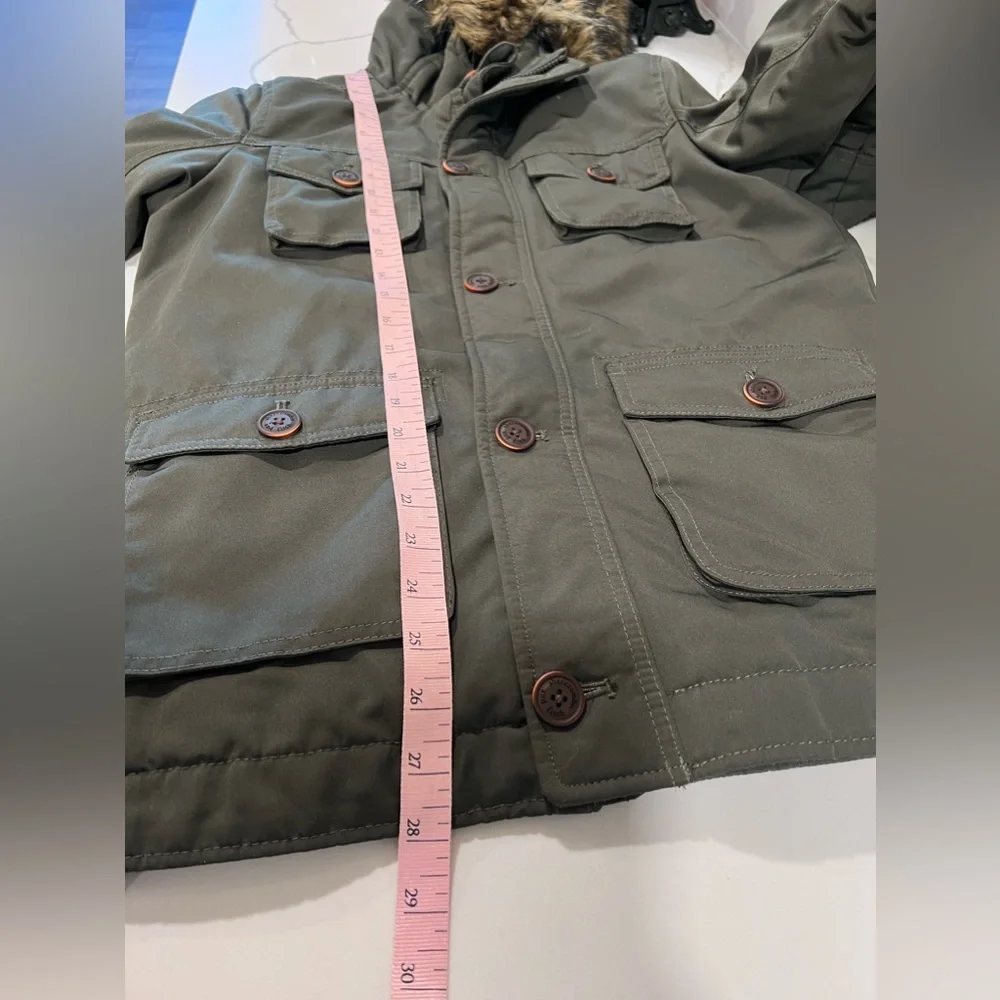 Abercrombie Kids Boys Faux Fur Utility Parka Size 13/14‎ Olive Green